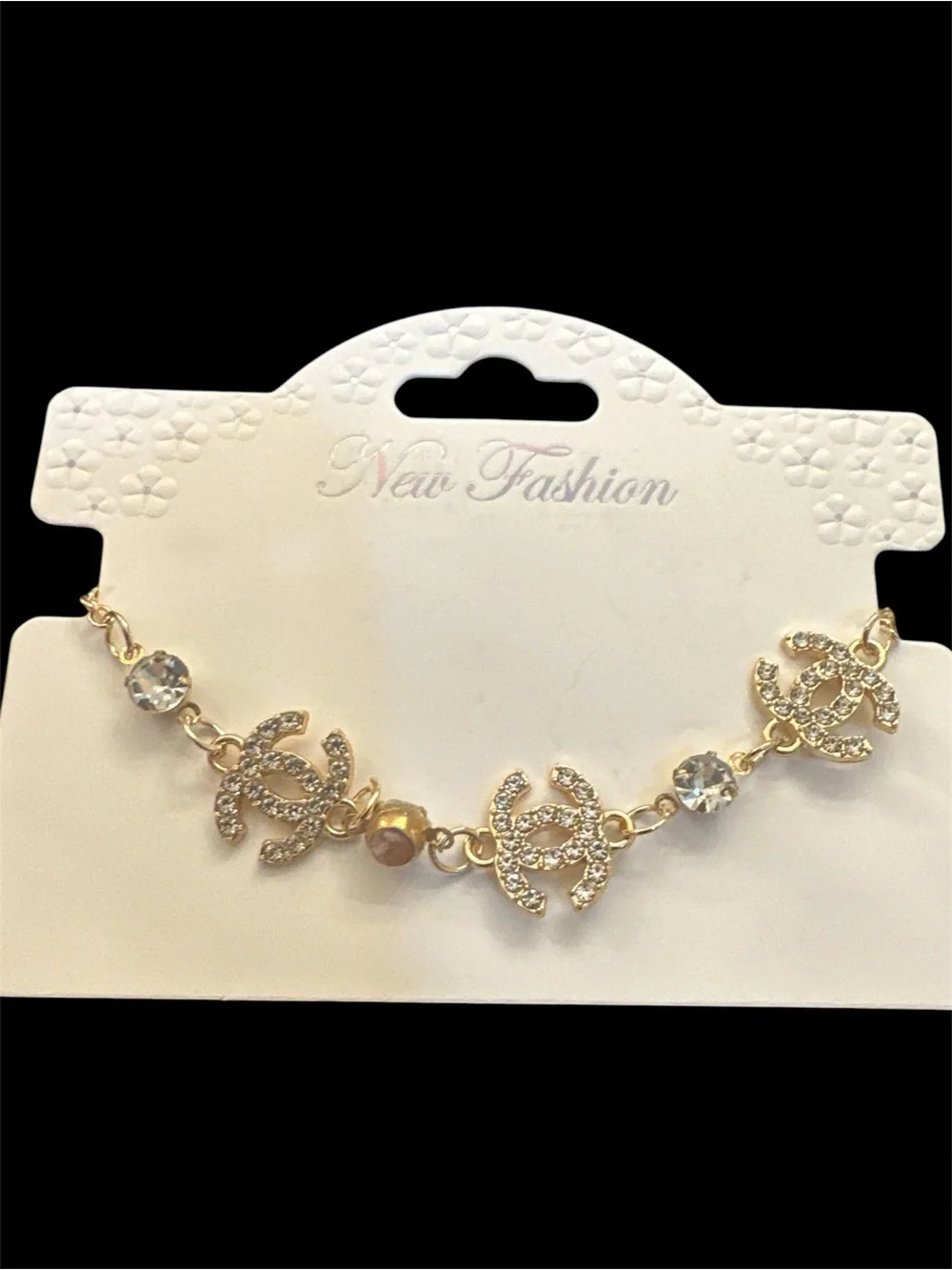 NWT!Fashion Gold-Tone Crystal Link Bracelet